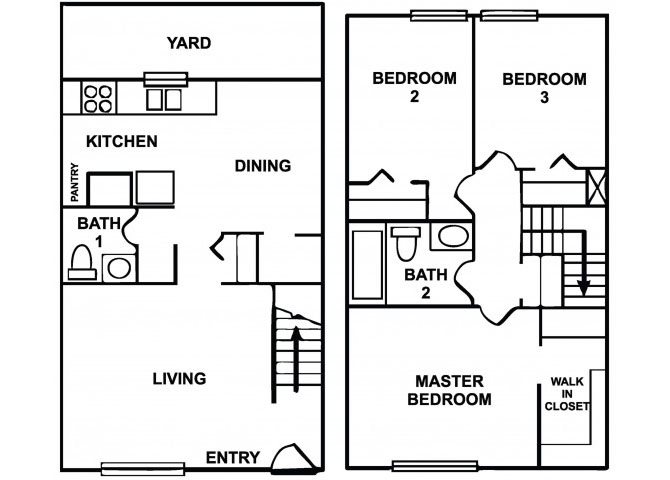 3 bedroom 1-a-half bathroom 2 story floor plan at Copper Creek in Tucson, AZ